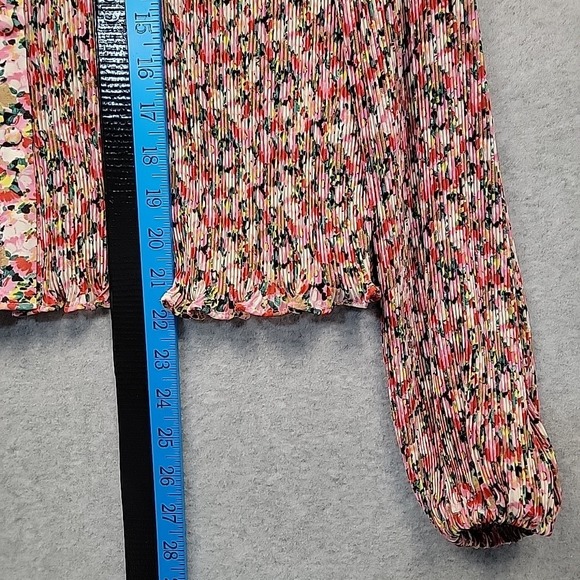 BODEN Plisse Painterly Floret Long Sleeve Pleat Blouse Top Pink UK 10 US Size 6 - Picture 8 of 11